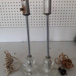 50's Mid Century Modern Crystal Candlestick Lamps
